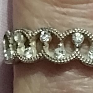 Stunning Eternity Anniversary -  Wedding Band Intricate Silver Ring Sz 7.5